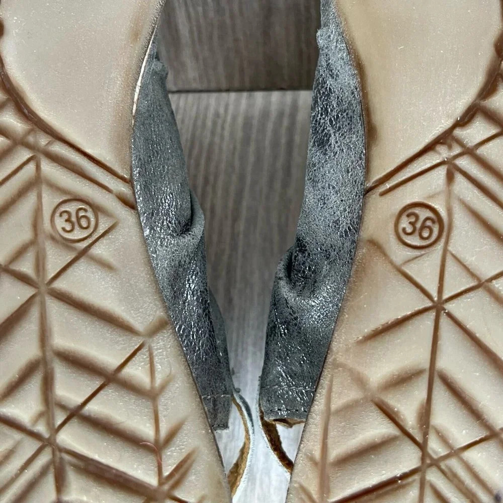 Miz Mooz Sandals Womens 36 US 5.5-6 Fallon Metallic Slingback Gladiator Silver - Picture 12 of 12